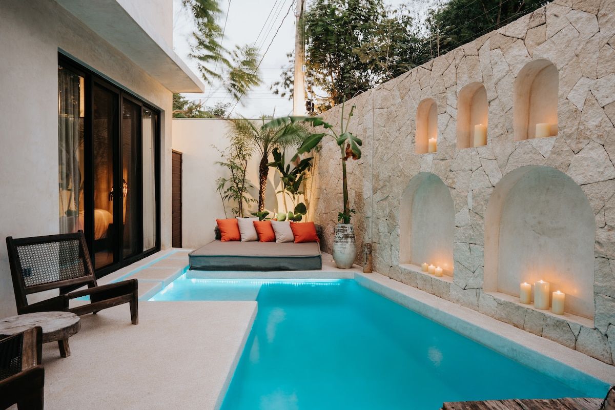 Romantic Heated Pool Villa |  Chic Tulum Escape